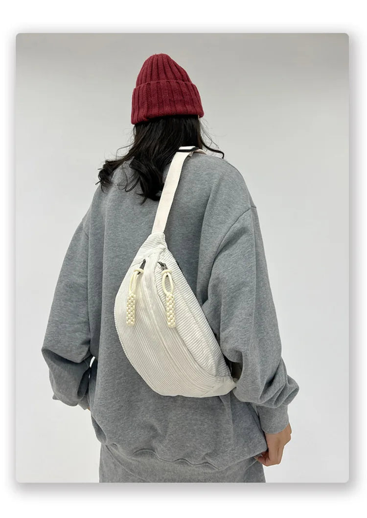 Corduroy Waist Pack for Women – Versatile Crossbody & Shoulder Bag
