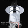 Close-up of an inline gravity core drain filter with a 90 degree caliber for fast drainage.