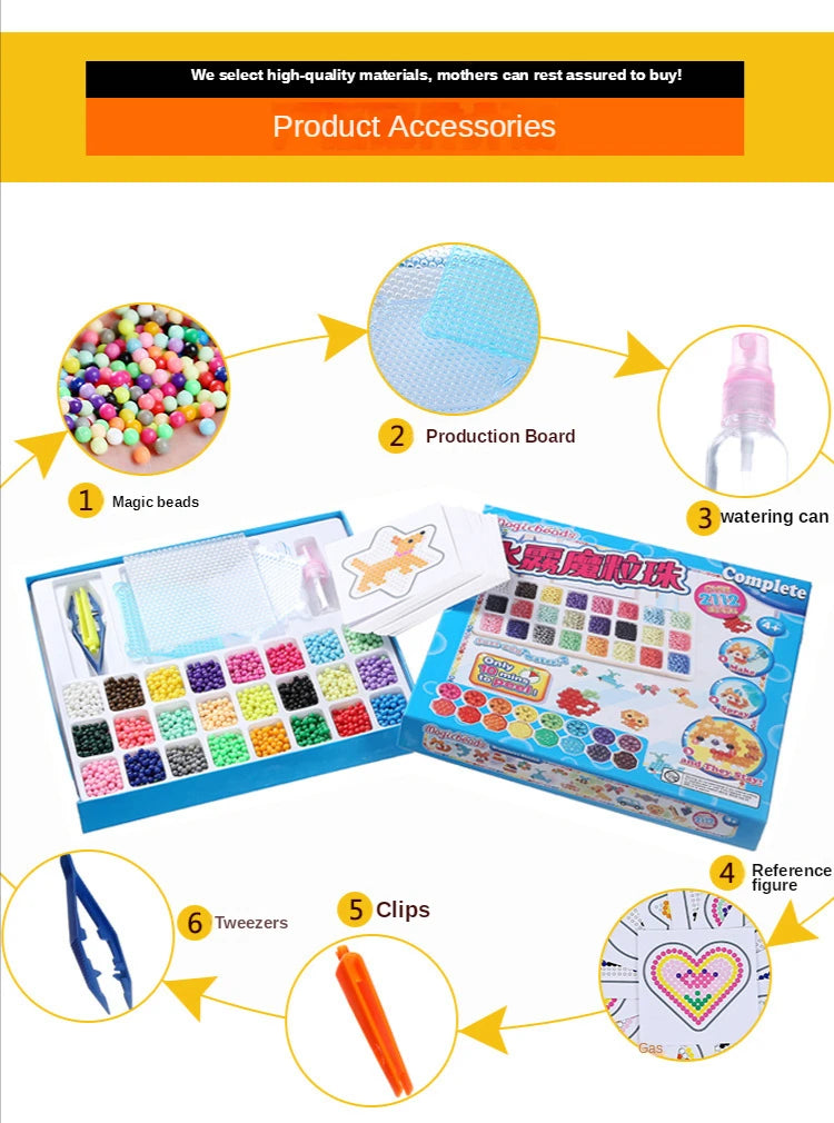 Magic Water Spray Beads Craft Kit – 1000 Colorful Beads for DIY Art Projects