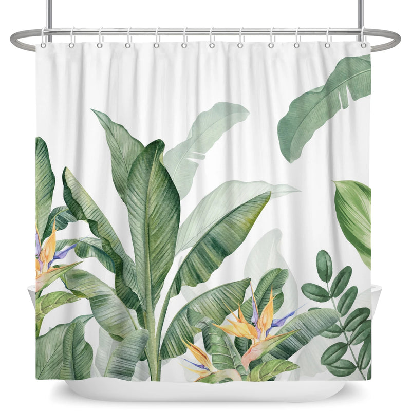 Floral Print Shower Curtain with Integrated Liner