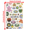 A sheet of stickers featuring various fruits, letters, and themed designs for scrapbooking and journaling.