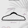 Diagram showing the dimensions of a velvet non-slip hanger, including measurements for the hook and the hanger itself.