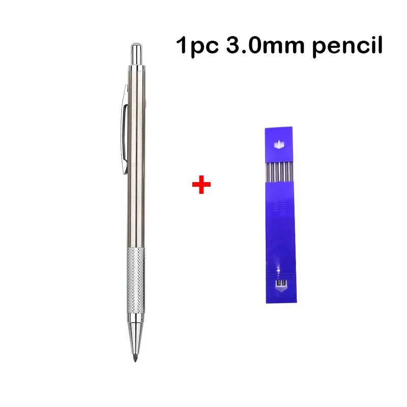 One piece 3.0mm pencil with a blue grip and metal body.