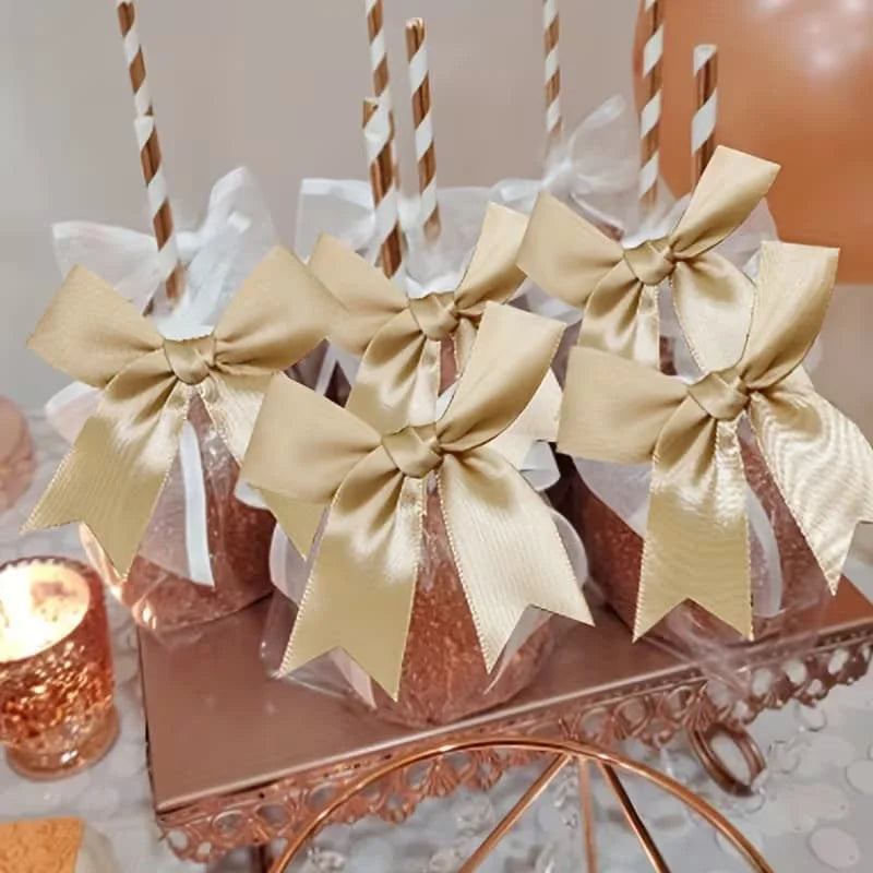 Satin Bowknot Ribbon Bows for Gift Wrapping and DIY Crafts (Pack of 50)