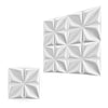 Close-up view of silver diamond textured wall panels used for modern accent wall decor.