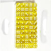 A rectangular pack of 100 transparent yellow acrylic D6 dice for tabletop role-playing games and board games.