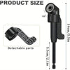 A black flexible drill bit extension kit showing detachable parts and dimensions.