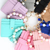 Silicone Bead Bracelet with Leather Card Holder and Tassel