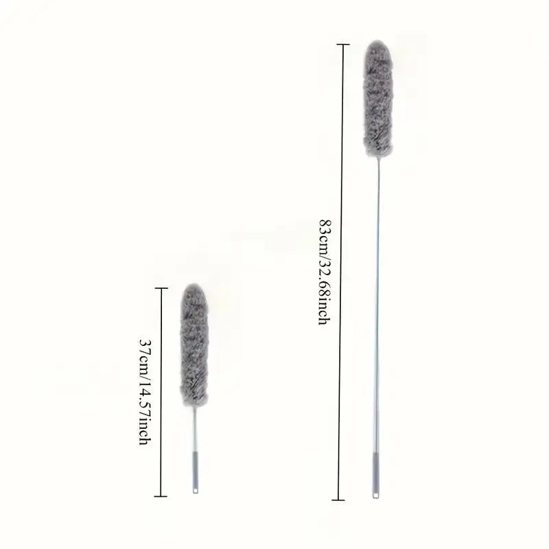 Un chiffon microfibre gris extensible avec une tête flexible, montré sur fond blanc.