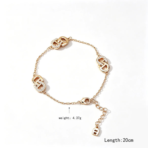 Double D CZ Gold-Plated Bracelet