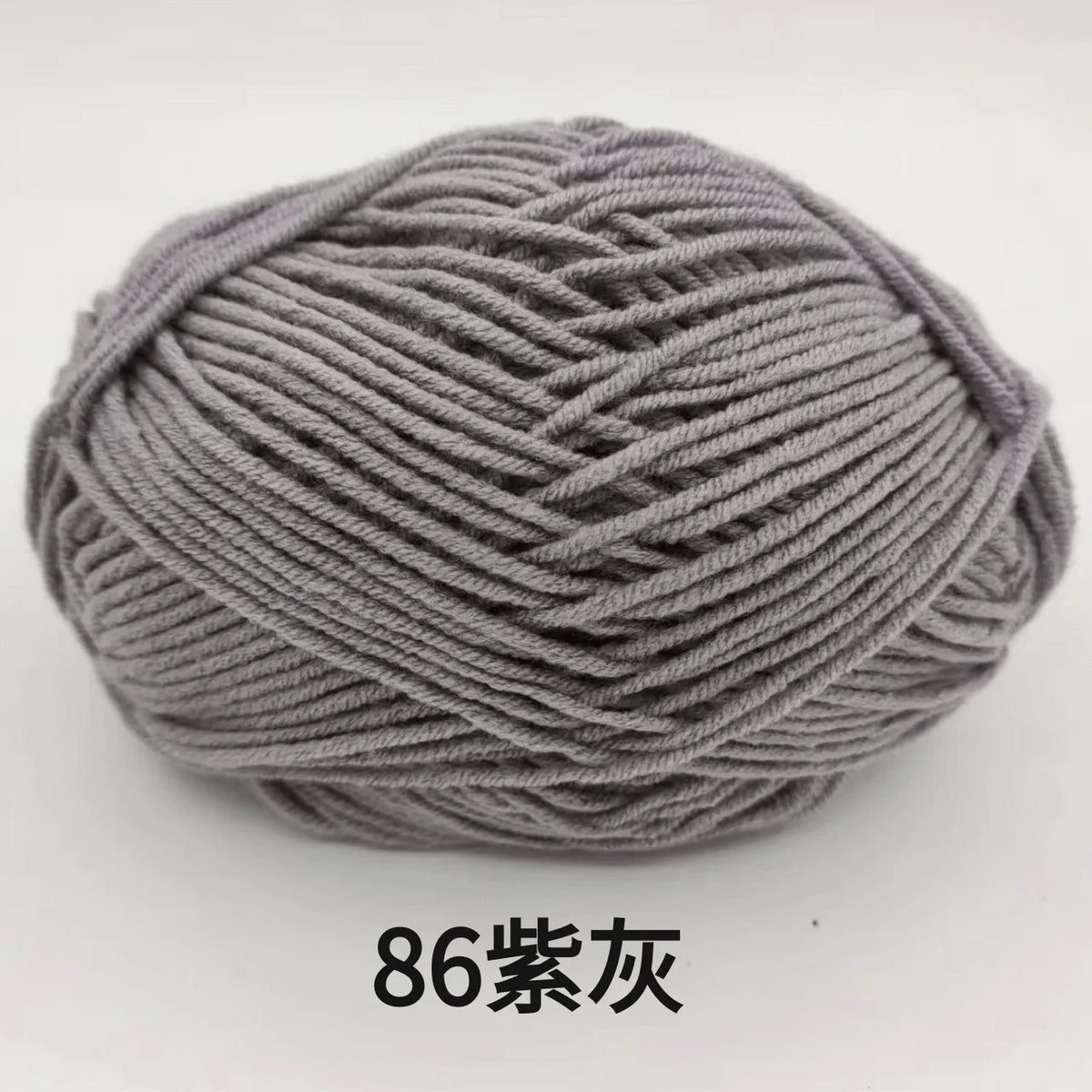 A ball of gray 86-ply yarn for knitting and crochet