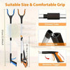 Image showing a 32-inch heavy-duty reacher grabber with a black handle, blue tip, and orange accents, highlighting its compon