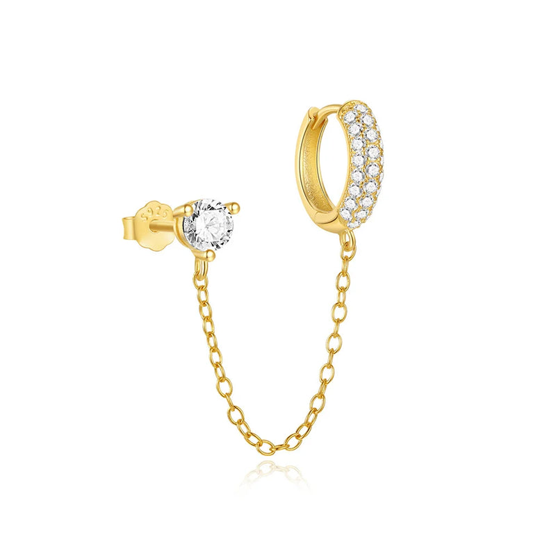 Aretes de Plata de Ley 925 con CZ y Borla de Cadena