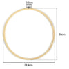 A circular bamboo embroidery hoop with a gold-colored frame and an adjustable screw mechanism.