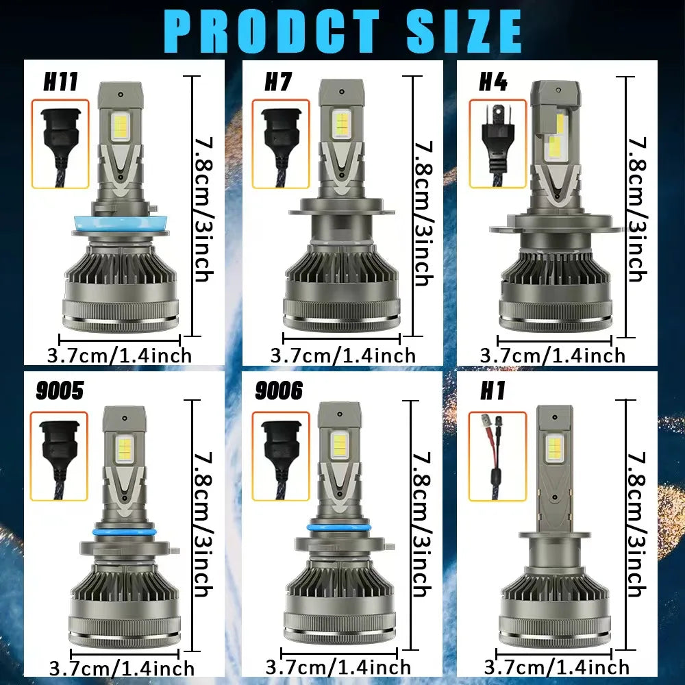 Smart App Control LED Headlight Bulbs with Triple Color Modes
