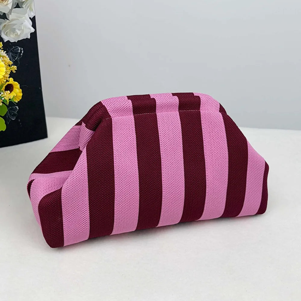 Striped Knit Tote Bag - Casual & Spacious Handbag