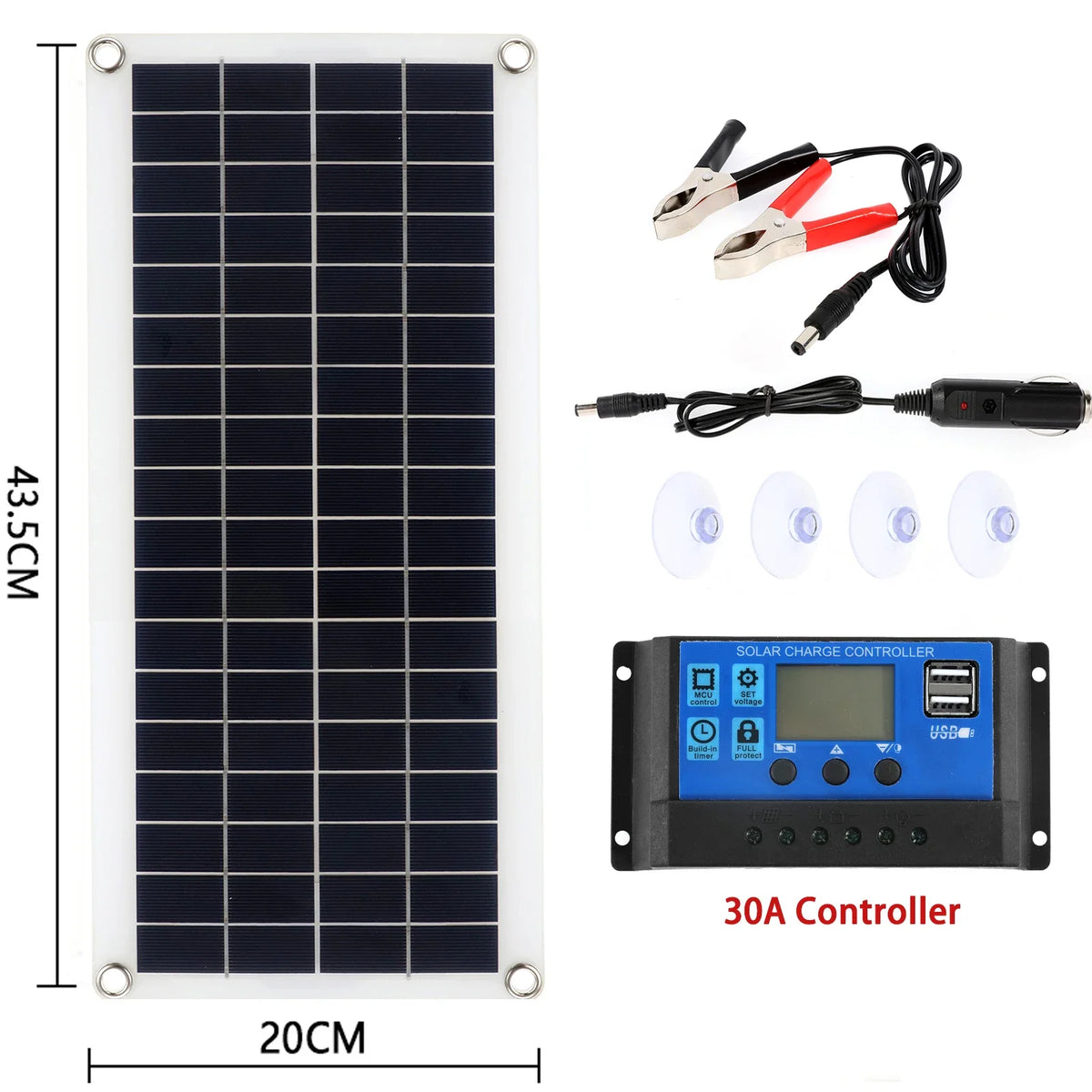 Portable Solar Power Kit with Multi-Output Controller