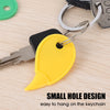 A yellow small hole design keychain featuring a plastic box cutter and letter opener attached to a metal keyring.