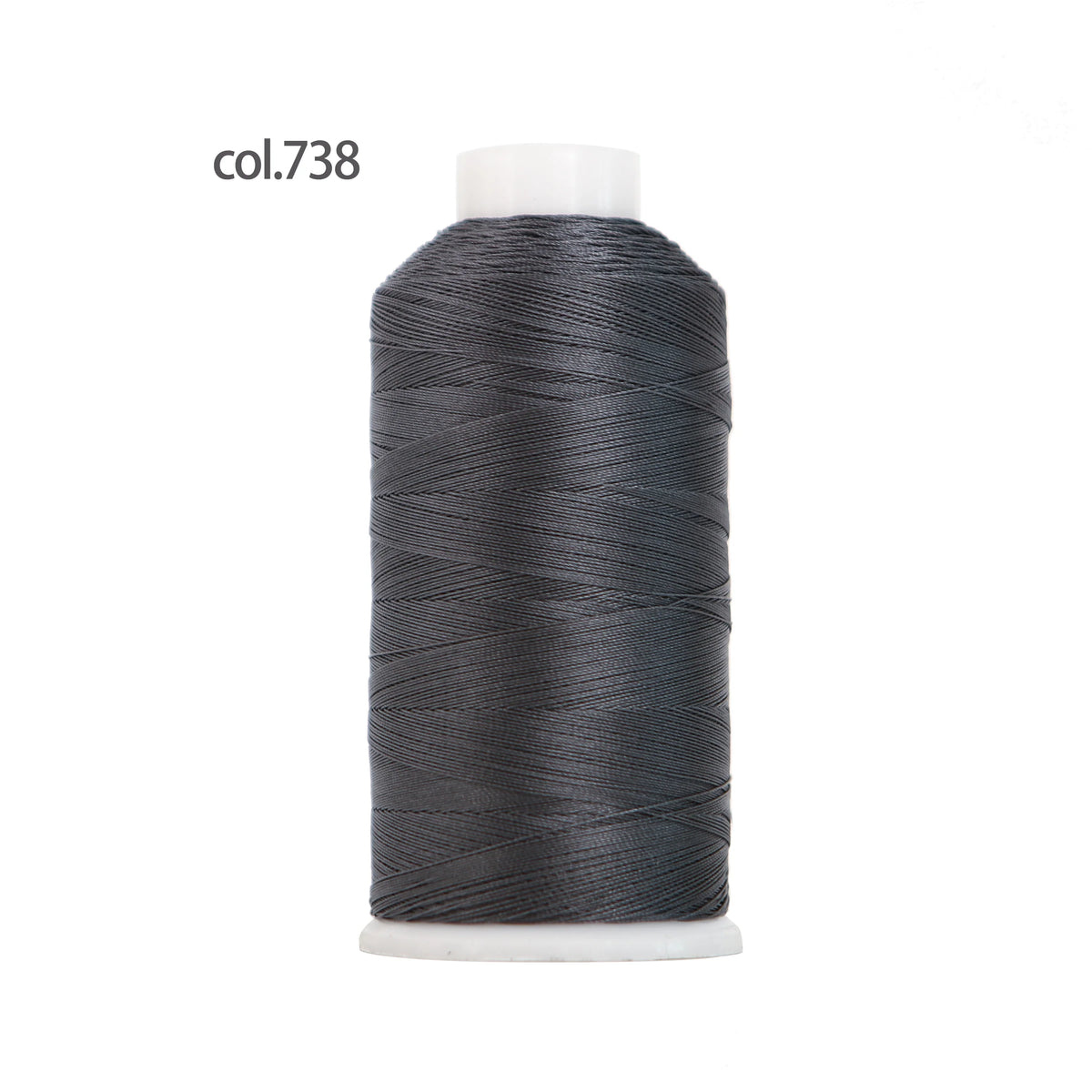 Spool of dark gray heavy-duty nylon bonded thread labeled col.738