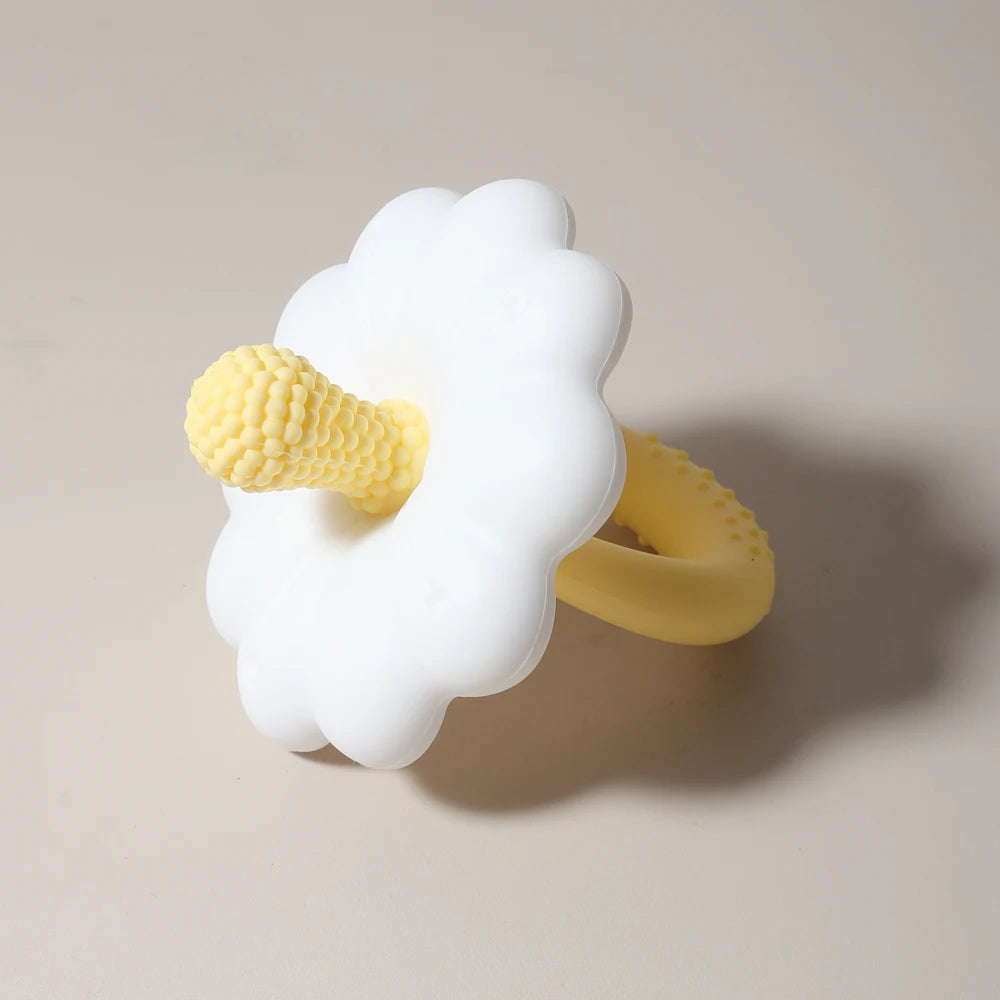 Flower-Shaped Silicone Baby Teether with Easy-Grasp Handle