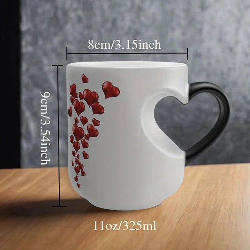 Heart-Shaped Color-Changing Ceramic Mug