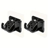 A set of two black self-adhesive no-drill curtain rod brackets for mounting curtains.