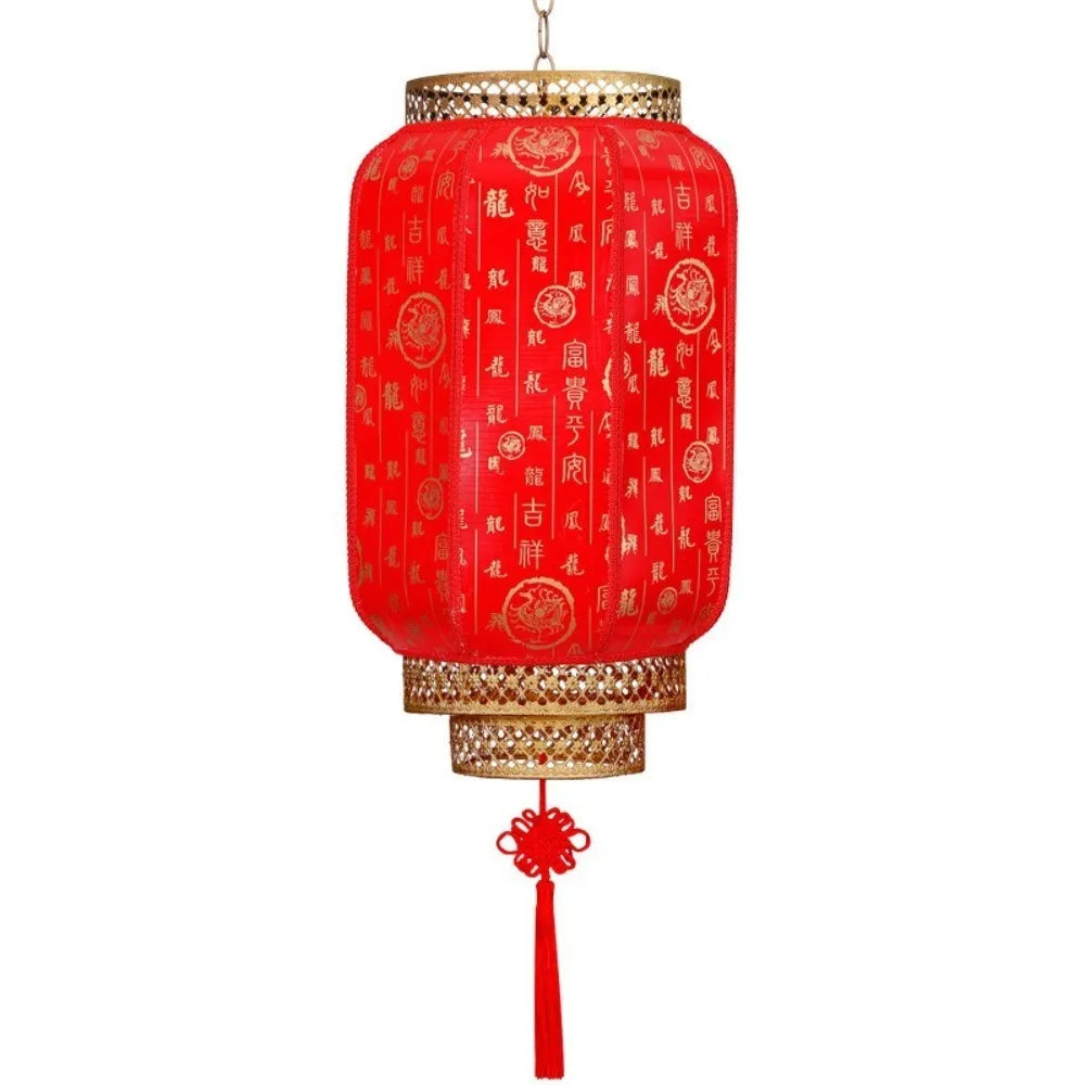 Classic Red Chinese New Year Lantern with Antiqued Finish