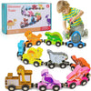 Montessori Magnetic Wooden Train Set with Animal & Vehicle Carriages