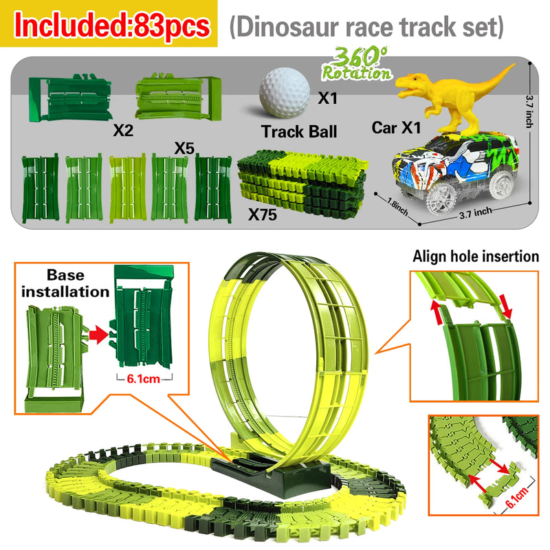 Climbing Dinosaur Car with Flexible Race Track