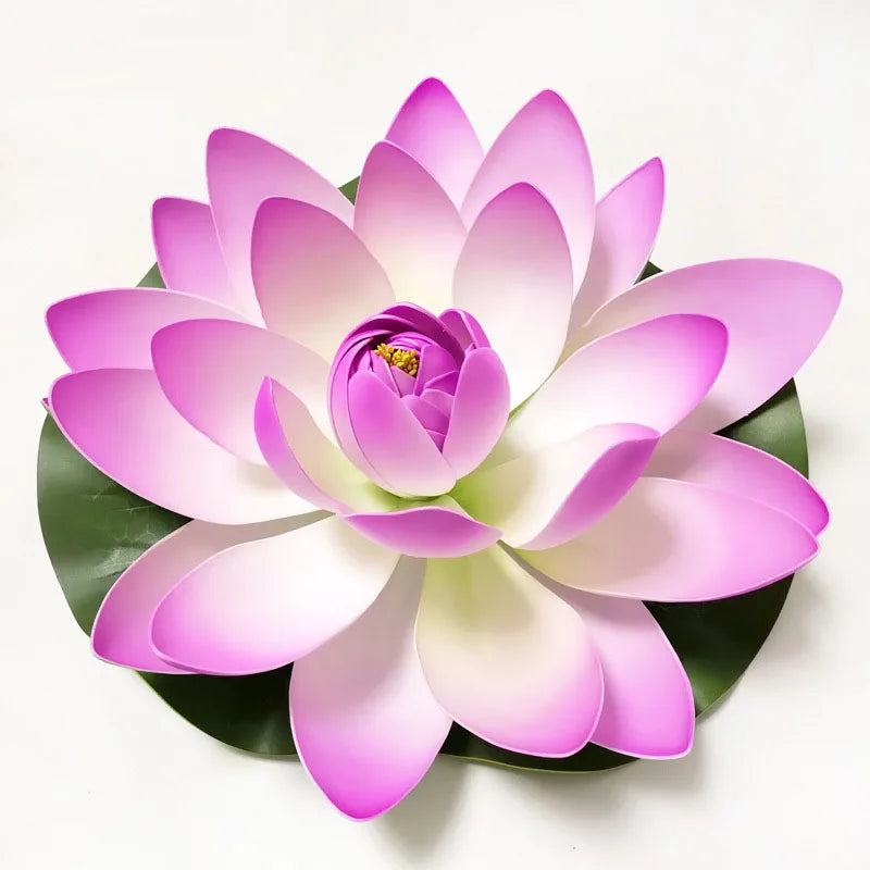 A vibrant pink lotus flower blooming on a green leaf for pond and garden decor.