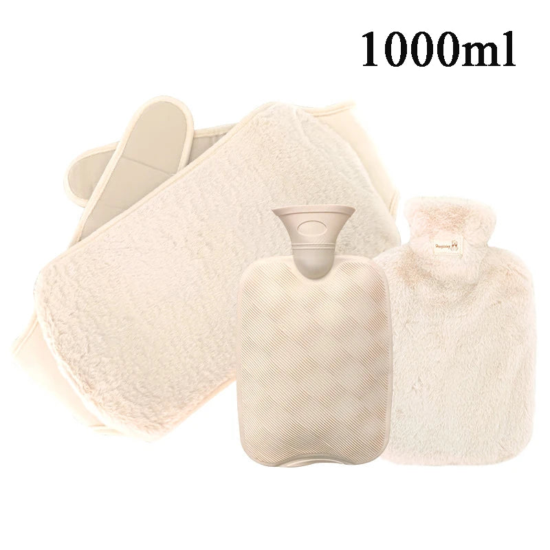 Cozy Plush Hot Water Bottle with Soft Cover – Reusable Hand Warmer & Pain Relief
