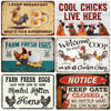 Retro Funny Chicken Farm Metal Sign for Kitchen and Coop