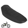 Black protective PVC motorcycle seat cover for an electric bike.