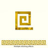Gold acrylic mirror wall stickers featuring a decorative geometric pattern and multiple stitching effects.