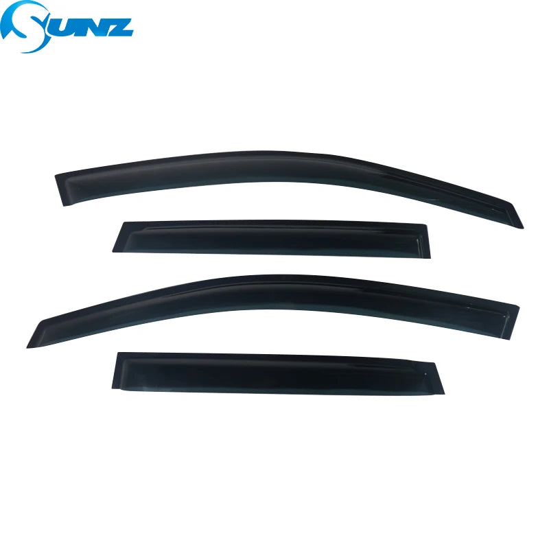 Three black smoke window deflectors for Honda Fit/Jazz hatchback vehicles.
