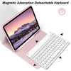 Pinkes Magnet-Tastaturlayout, das an ein Tablet angebracht ist und die abnehmbare Tastatur zeigt.