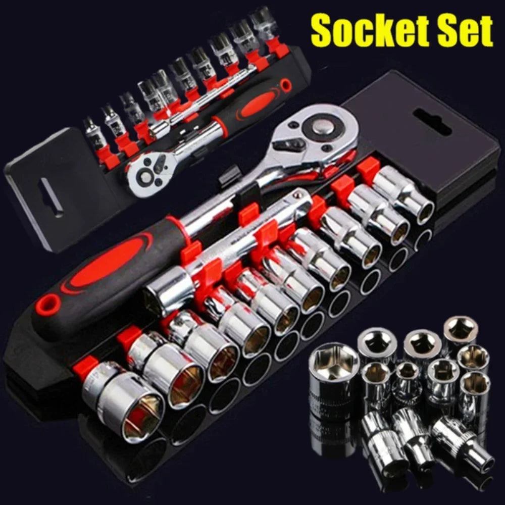 12-Piece Ratchet Socket Wrench Set for Bike, Motorcycle & Auto Repairs