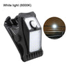 A black solar clip-on outdoor light fixture with a white LED light and motion sensor.
