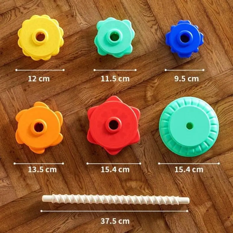 Montessori Rainbow Stacking Tower with Spinning Rings