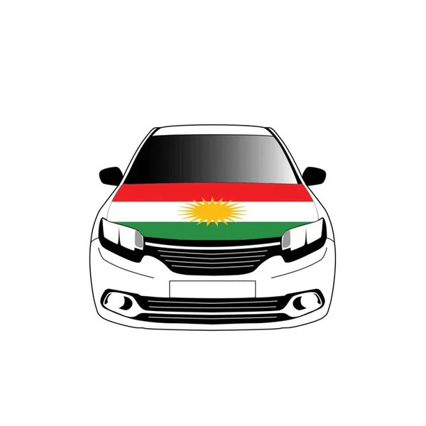 Custom Car Hood Flag with Wooden Pole