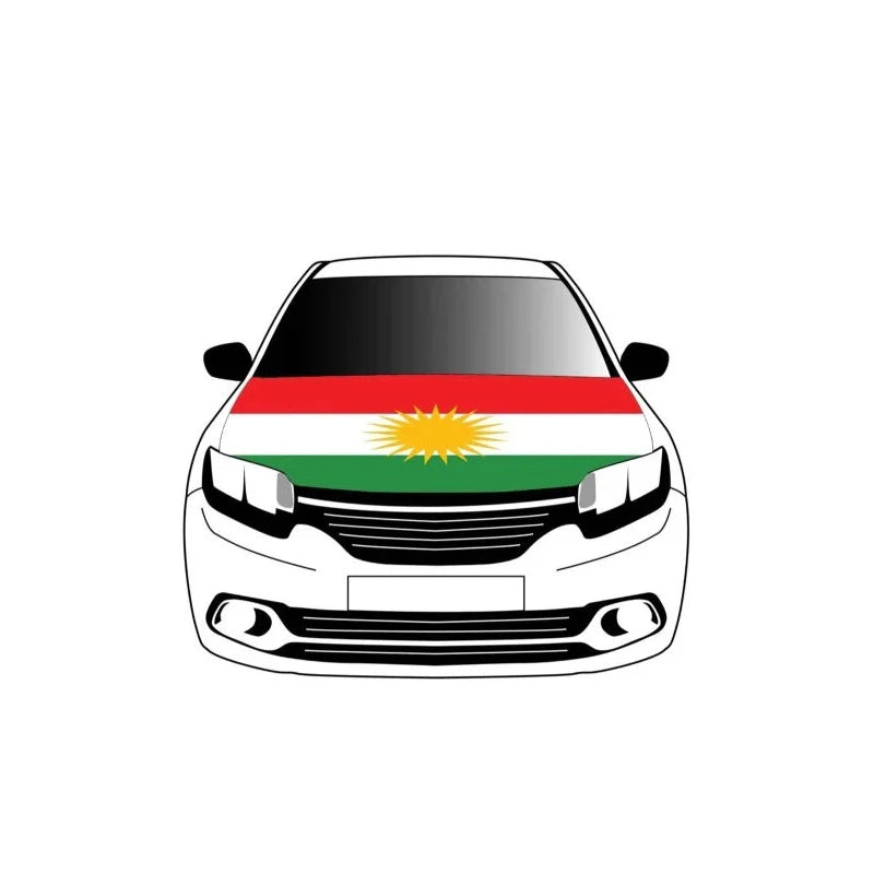 Custom Car Hood Flag with Wooden Pole