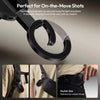 A black magnetic clip light is shown being attached to a strap for on-the-move use.