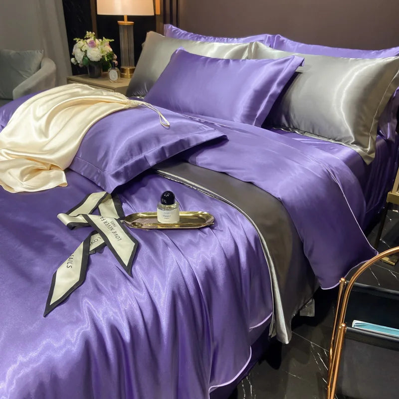 Housse de Couette en Satin de Soie Premium