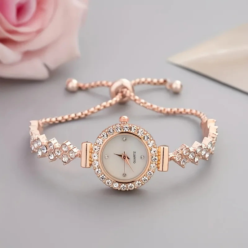 Elegante Quarzuhr mit Gold-Strassarmband