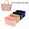 Various felt purse organizer inserts in pink, beige, and navy blue for longchamp bags