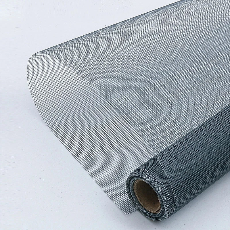 Roll of gray mesh reusable self-adhesive mosquito window screen fabric