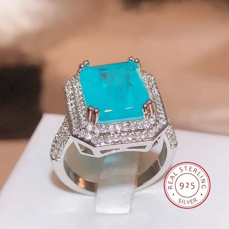 Paraiba-Style Zircon Cocktail Ring in Sterling Silver