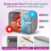 Insulated lunch bag showing features like Oxford cloth, pearl cotton, and PEVA materials for food storage.