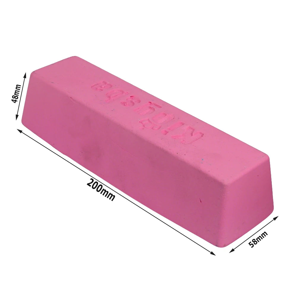 A pink rectangular polishing wheel with dimensions 48mm by 200mm and 58mm wide.