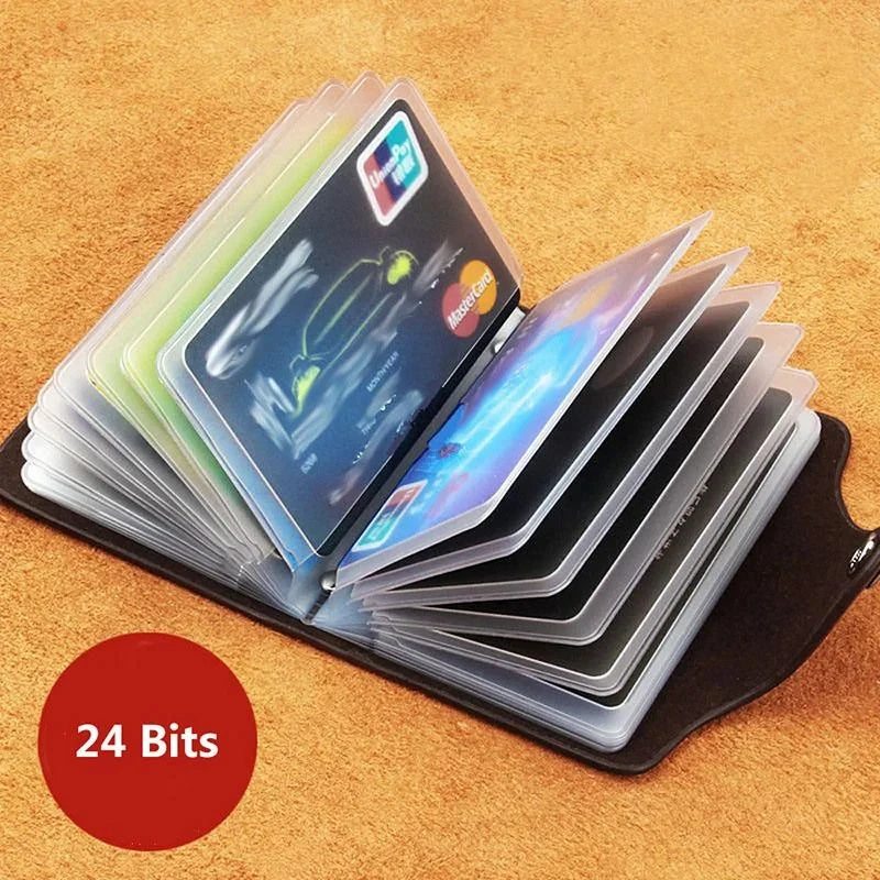 Compact Leather Card Holder Wallet with 24 Slots